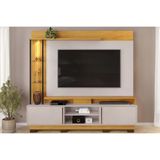 Rack Bancada C/ Painel P/ Tv Até 70 Polegadas Martino Prateleira Nichos E Pés 200x190cm Cedro/bali - Dj Móveis