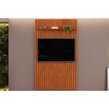 Rack Bancada C/ Painel P/ Tv Até 55 Pol Pratic Ripado 1 Prateleira 143x240cm Freijo - Dj Móveis