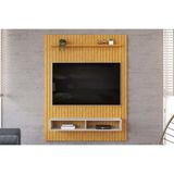 Rack Bancada C/ Painel P/ Tv Até 55 Pol Aston Ripado 1 Prateleira E 2 Nichos 134x168cm Cedro/bali - Dj Móveis