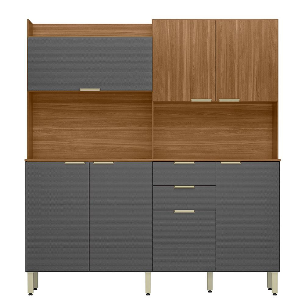 Cozinha Compacta Pitaya 7 Portas E 2 Gavetas Amêndola Touch/grafito Prime Tx - Demóbile