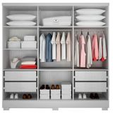 Closet Diamante Em Mdp 4 Gavetas 7 Prateleiras Branco