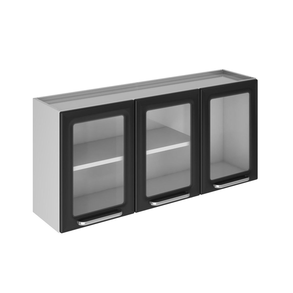 Armário Aéreo 3 Portas de Vidro 1 Prateleira Tarsila Itatiaia Branco/Preto