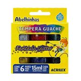 Tinta Guache Fantasia Glitter Acrilex - 6un C-15ml