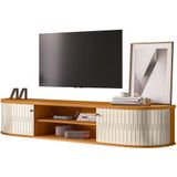 Rack Suspenso 2 Portas Faro Para Tv De 75 Polegadas Cinamomo/off White