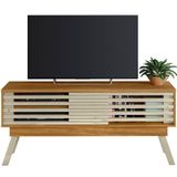 Rack Bancada Foz 1.5 2 Portas Pé Palito Tv Até 65 Polegadas Cumaru/opala