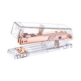 Grampeador De Mesa Transparente Ouro Rose Tilibra - 12 Folhas 26-6
