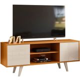 Rack Bancada Para Tv 55 Com 2 Portas E 1 Prateleira Líbano Cinamomo/off White
