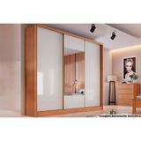 Guarda Roupa Casal 3 Portas De Correr E 6 Gavetas C-espelho Arezzo-medelim Cumaru-fendi - Novo Horizonte