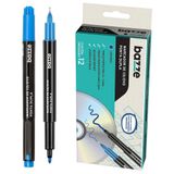 Caixa Marcador Permanente Duplo Bazze - Azul 12 Unidade