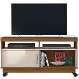 Rack Bancada Abel 1 Porta De Correr Para Tv De 50 Polegadas Naturale/off White