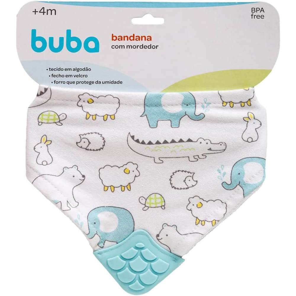 Bandana Com Mordedor Animais Azul Buba