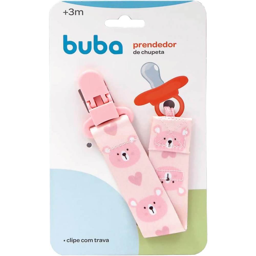 Prendedor De Chupeta Ursinho Rosa Buba