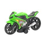 Moto De Brinquedo Verde Super 1600 Com Rodas Esportivas