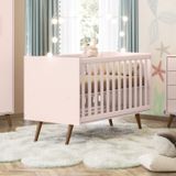 Berço Mini Cama 92x74x133 Cm Q Encanto Retrô Rosa Acetinado