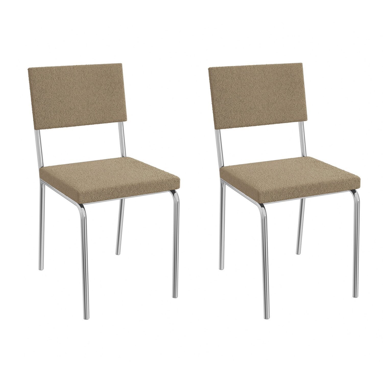 Kit 2 Cadeiras Zaria De Metal Clássico Cromado/bege