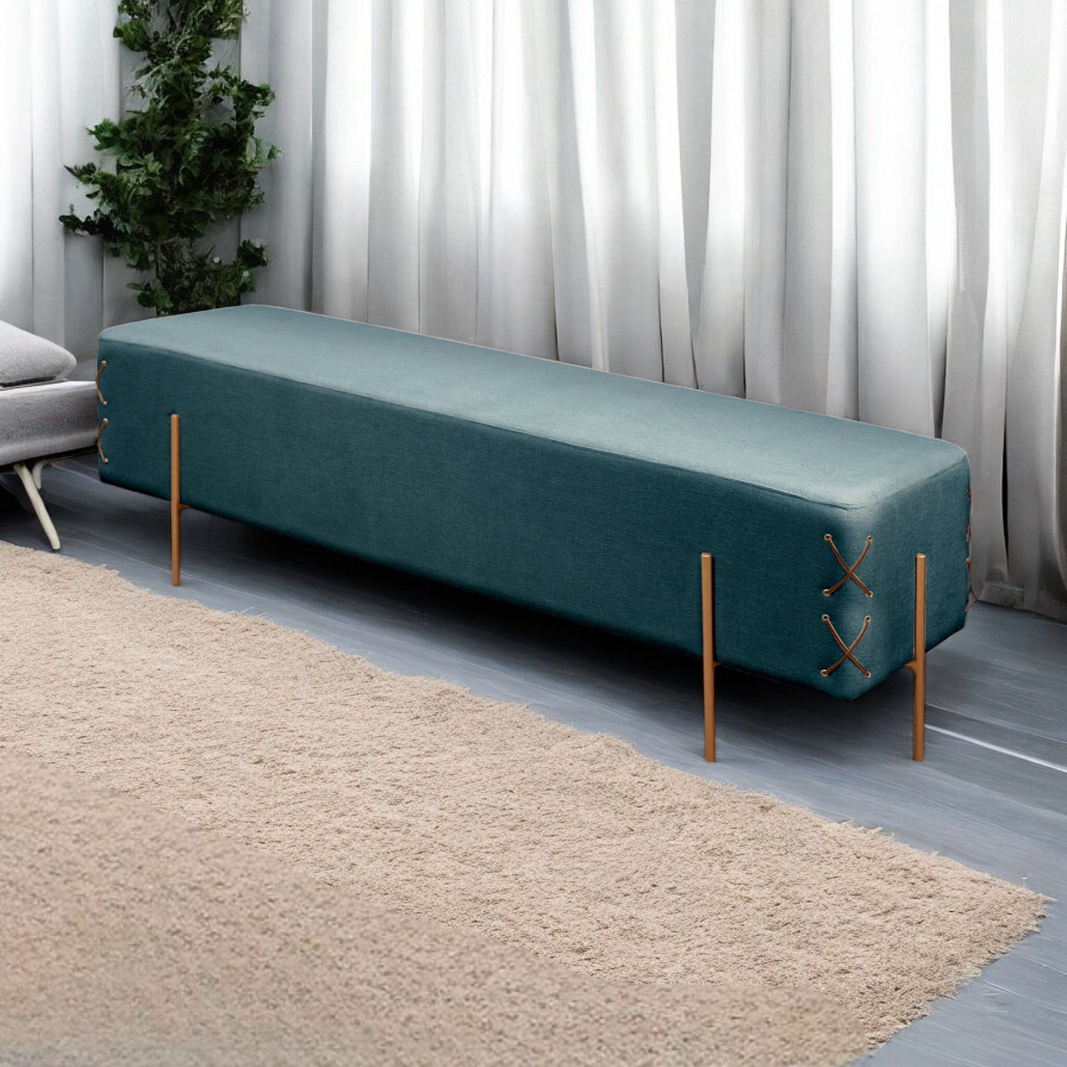 Recamier Banco Luxo Eros Chaises, Divãs E Recamiers Azul