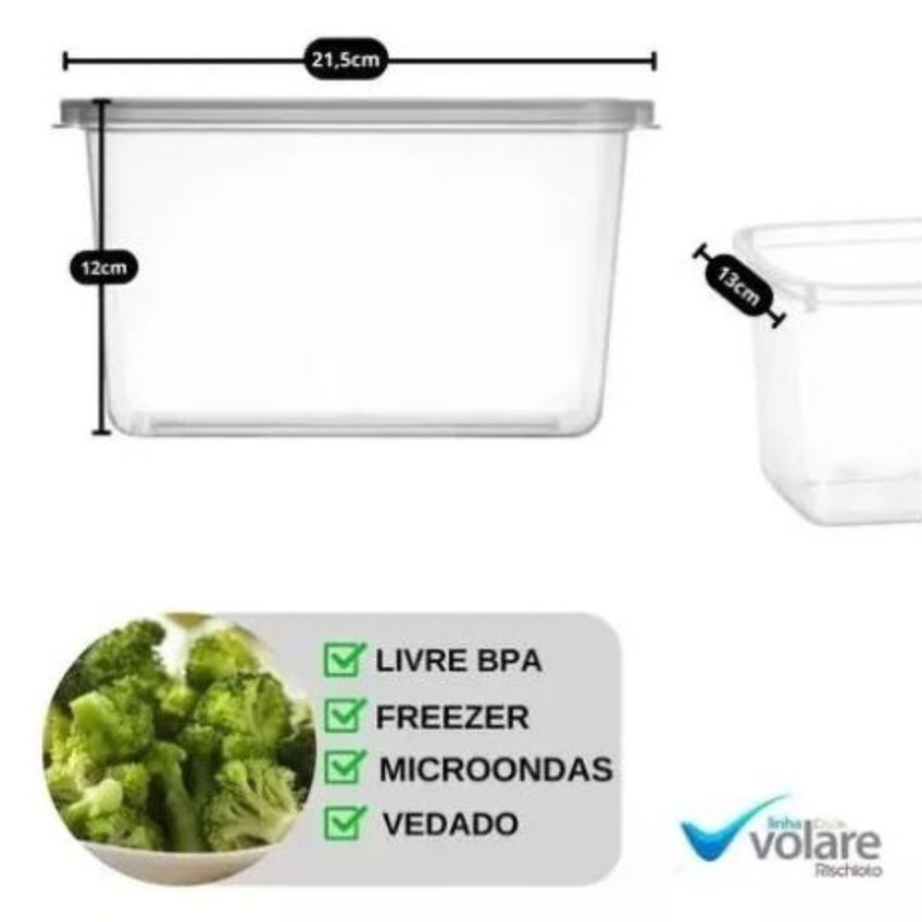 Potes Transparente Volare Rischioto 2l Retangular - 2,0 Litros - Panami - imagem 4