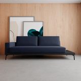 Sofá Game 3 Lugares 210 Living Contemporâneo Mescla Azul Jeans Com Base Em Courissimo Preto