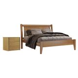 Conjunto Cama De Casal 160cm Florença E Mesa De Cabeceira 3 Gavetas Unique Amêndoa Mel