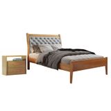 Conjunto Quarto De Solteiro Cama Vivare E Mesa De Cabeceira 2 Gavetas Amêndoa Mel/cinza Claro