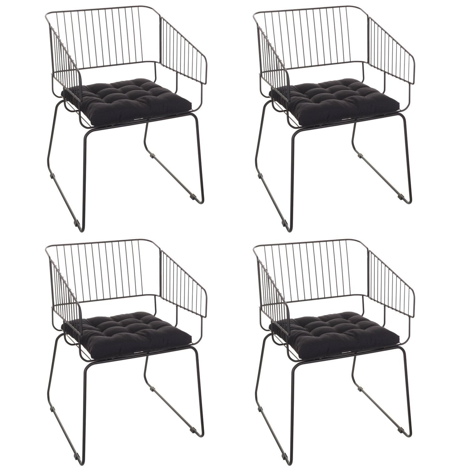 Conjunto Com 4 Cadeiras Para Sala De Estar Texas Preto