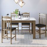 Conjunto Sala De Jantar Mesa Fixa Com 4 Cadeiras Ameixa Negra