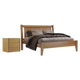 Conjunto Quarto De Casal Cama De Casal 140cm E Mesa De Cabeceira 3 Gavetas Unique Amêndoa Mel