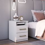 Mesa De Cabeceira Com 2 Gavetas E 1 Nicho 2339 Branco