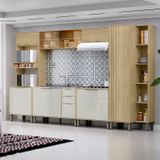 Cozinha Modulada Glória 6 Peças Com Paneleiro E Torre 2 Fornos Castanho/off White
