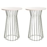 Conjunto Com 02 Mesas Conica Verde Oliva/legno