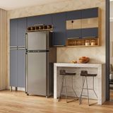 Cozinha Compacta Modulada 3 Peças 8 Portas Com Vidro Itália Espresso Móveis Amêndoa/cinza