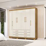 Guarda-roupa Casas Real Com 6 Portas E 6 Gavetas Nature/ Champanhe