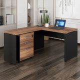 Mesa De Escritório Em L + Gaveteiro Marrom/preto
