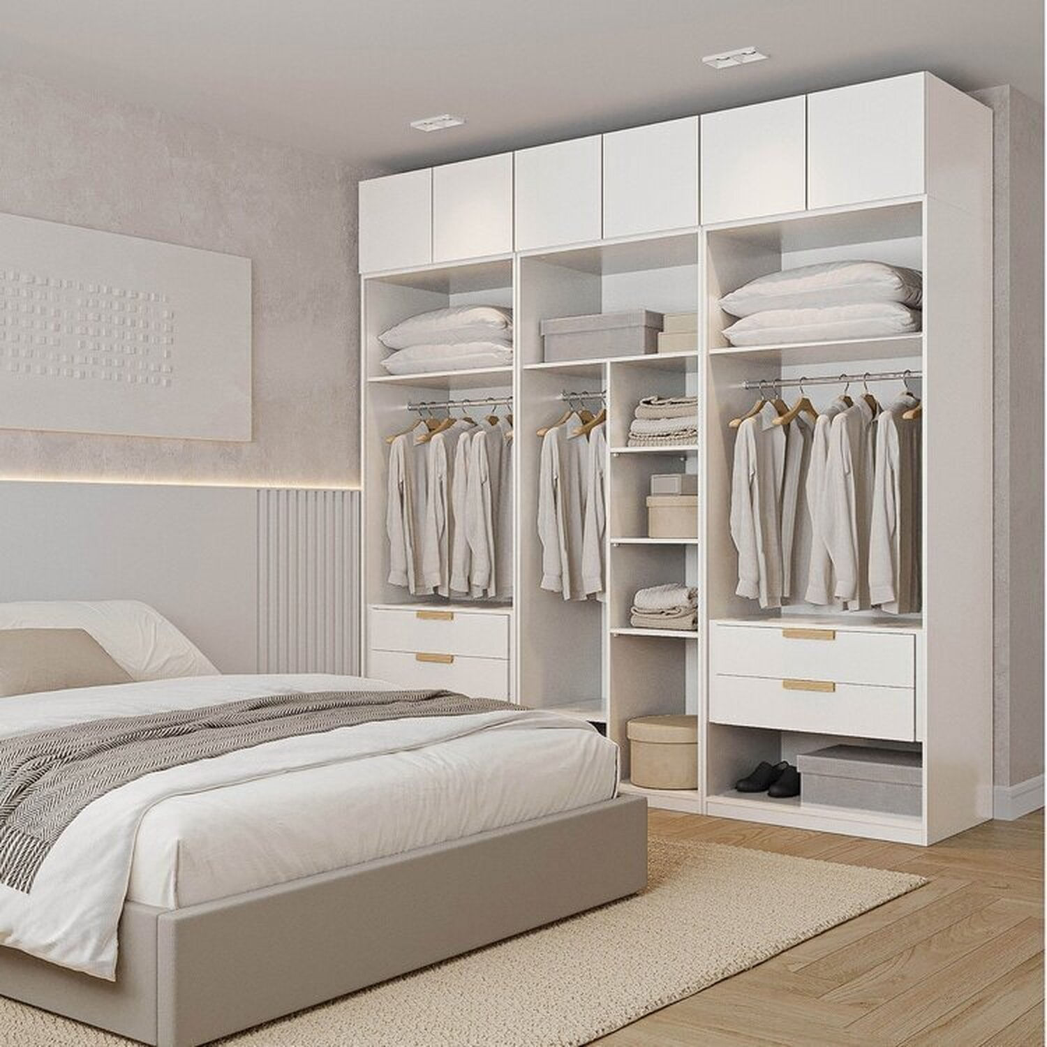 Guarda-roupa Modulado 6 Peças 6 Portas Jade Cabecasa Madeiraoriginals Branco Fosco