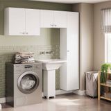 Conjunto Armário Multiuso Para Lavanderia Duo 3 Peças Branco