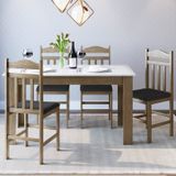 Conjunto Sala De Jantar Mesa Fixa Com 4 Cadeiras Ameixa Negra