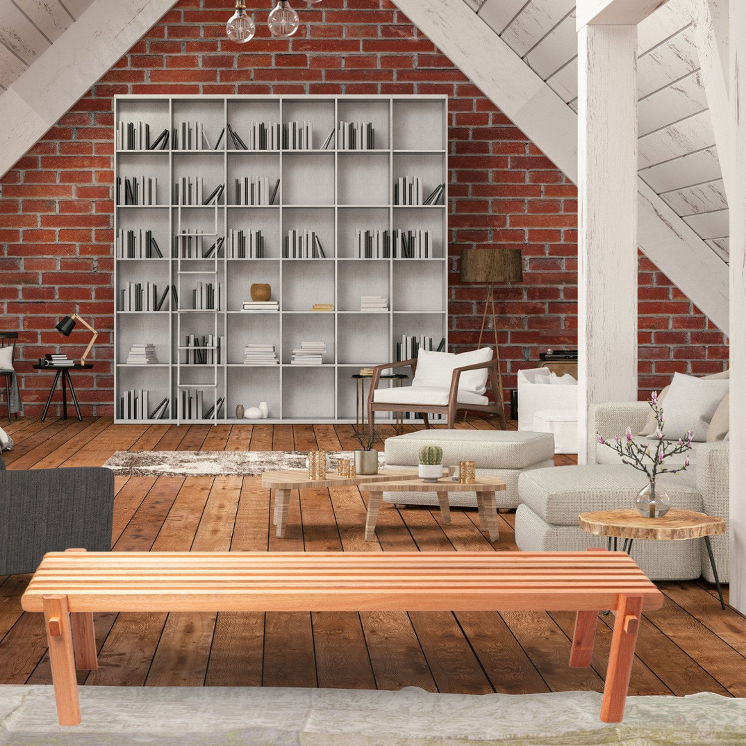 Banco Em Madeira Maciça Havana Sala De Estar Amarelo