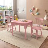 Mesa Infantil Com 2 Cadeiras Mariah Madeira Maciça E Laca Casatema Rosa Bebê