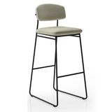 Banqueta Alta Ba 402 B Para Bancada Sala De Jantar Encosto E Assentos Estofados Linha Jaraguá. Preto Fosco/ Cinza Claro