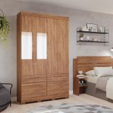 Guarda-roupa Casal Com Espelho 4 Portas De Bater 1 Basculante 3 Gavetas Mdf Coimbra Espresso Móveis Cinamomo