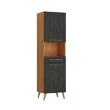 Paneleiro Para Microondas 2 Portas 1 Gaveta 2 Prateleiras Favorita Cinamomo / Preto Catedral