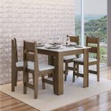 Conjunto Sala De Jantar Mesa Fixa Com 4 Cadeiras Ameixa Negra