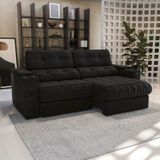 Sofá 260 Cm Com Porta Copos Retrátil E Reclinável Premier Preto