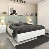 Cama Box Casal Mônaco E Mesa De Cabeceira Veronna Neve