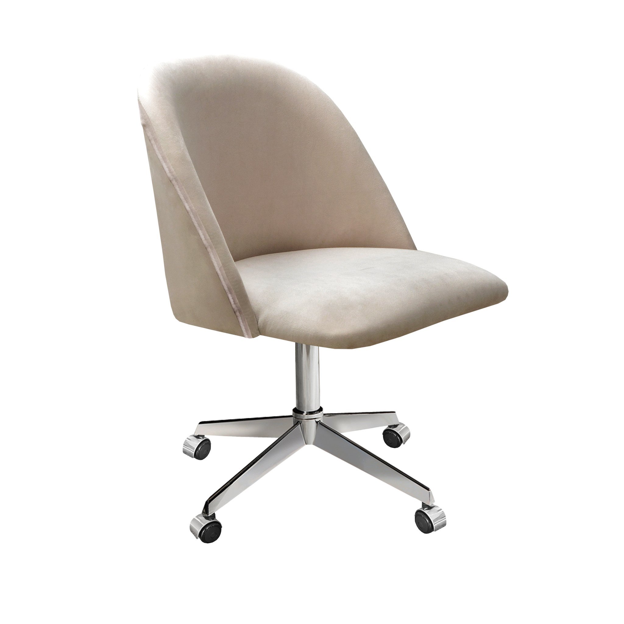 Poltrona Decorativa Gaia Giratória Com Rodízio Para Sala, Quarto, Recepção Cinza Capuccino