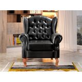 Poltrona Chesterfield Imperador Decoração Retrô Vintage Preto