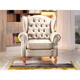 Poltrona Chesterfield Imperador Decoração Retrô Vintage Bege