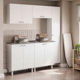 Conjunto Armário Multiuso Para Lavanderia Duo 5 Peças Branco