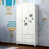 Guarda-roupa Infantil 3 Portas 2 Gavetas Mel Branco Brilho
