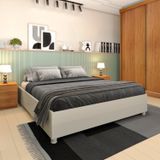 Cama Box Casal Queen Mônaco E Mesa De Cabeceira Veronna Off White/cinamomo